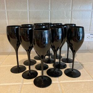 Set of 13 Vintage Mikasa “Elegance Black” Water Goblet Glasses